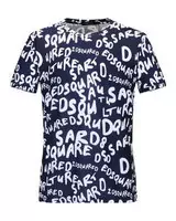 new dsquared herren t-shirt col round multi-caracteres blue